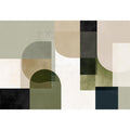 Sage geometric abstract canvas art for calm modern living room decor.