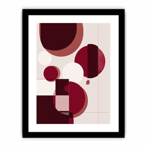 Burgundy geometric abstract canvas art for bold modern room decor.