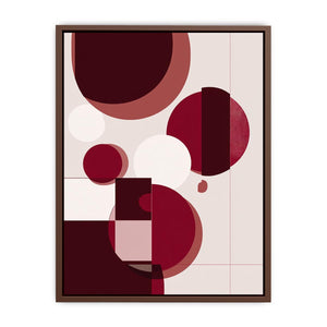 Burgundy geometric abstract canvas art for bold modern room decor.
