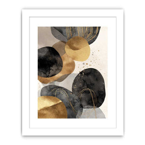 Black and gold abstract canvas art for luxury living room decor.