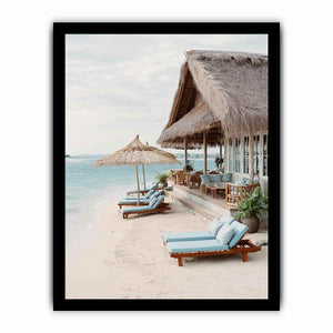 Luxury beach villa canvas print for coastal bedroom or living room decor.