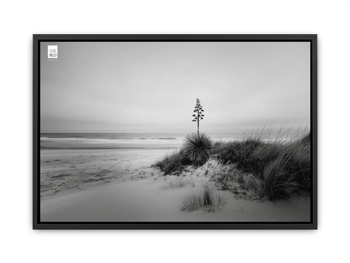Black and white coastal dune photography canvas for calm modern decor.