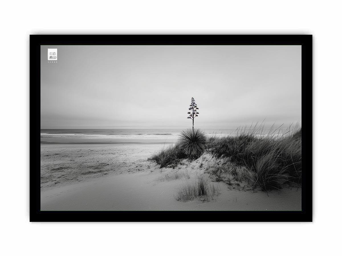 Black and white coastal dune photography canvas for calm modern decor.