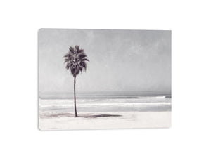 Monochrome palm beach canvas print for coastal bedroom wall decor.