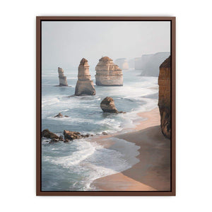 Twelve Apostles coastal canvas art with limestone cliffs and ocean for living room decor.