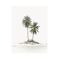 Tropical island with two palm trees artwork for coastal living room decor