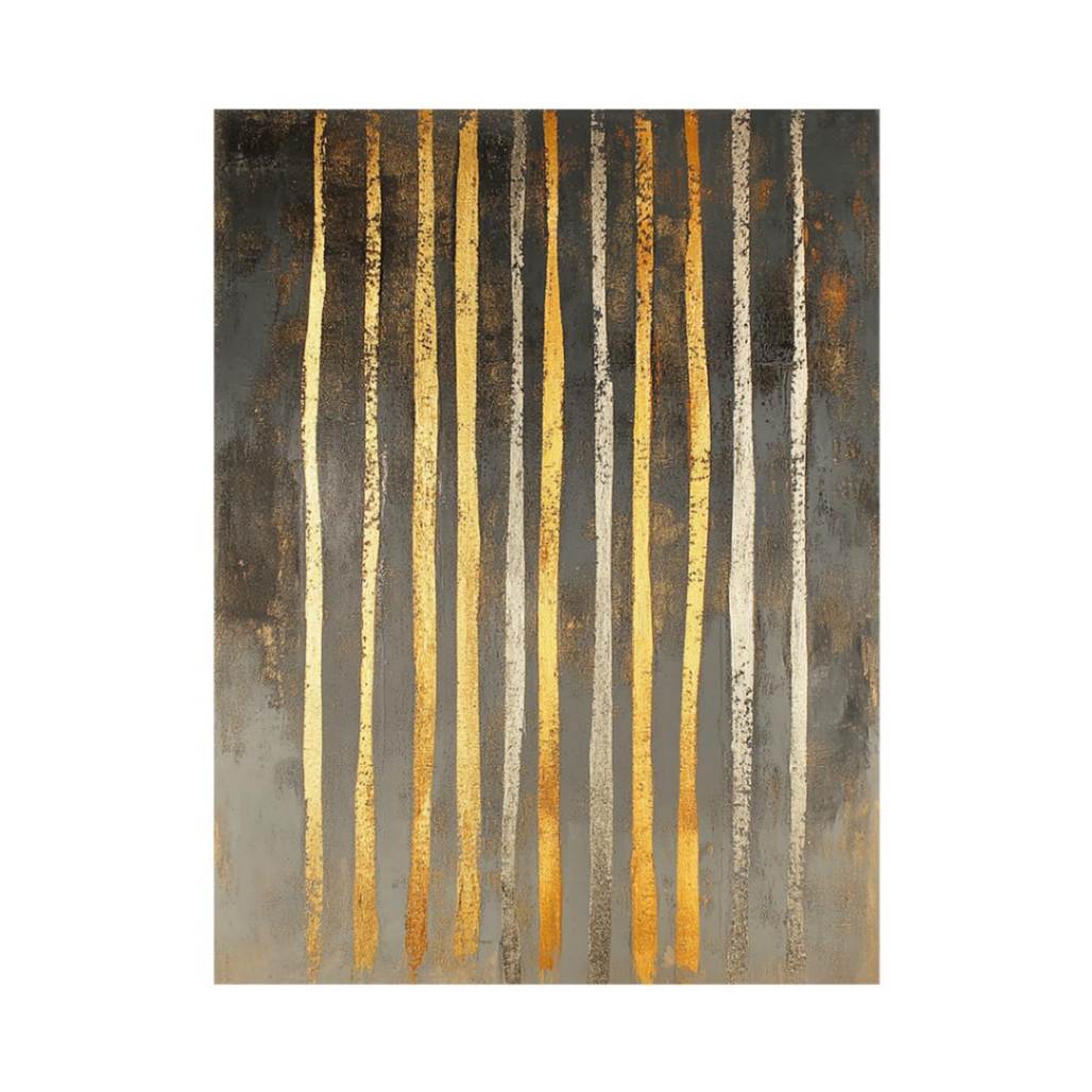 Gilded Vertical Rhythm premium canvas art for modern living room decor