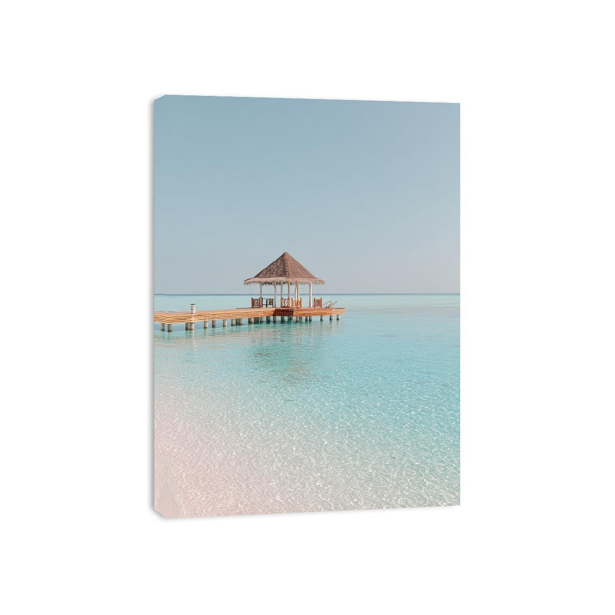 Pavilion above clear water artwork for coastal living room decor