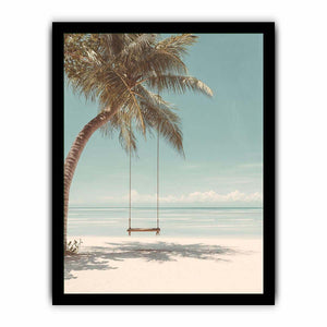 Palm Swing Serenity coastal artwork for modern living room decor