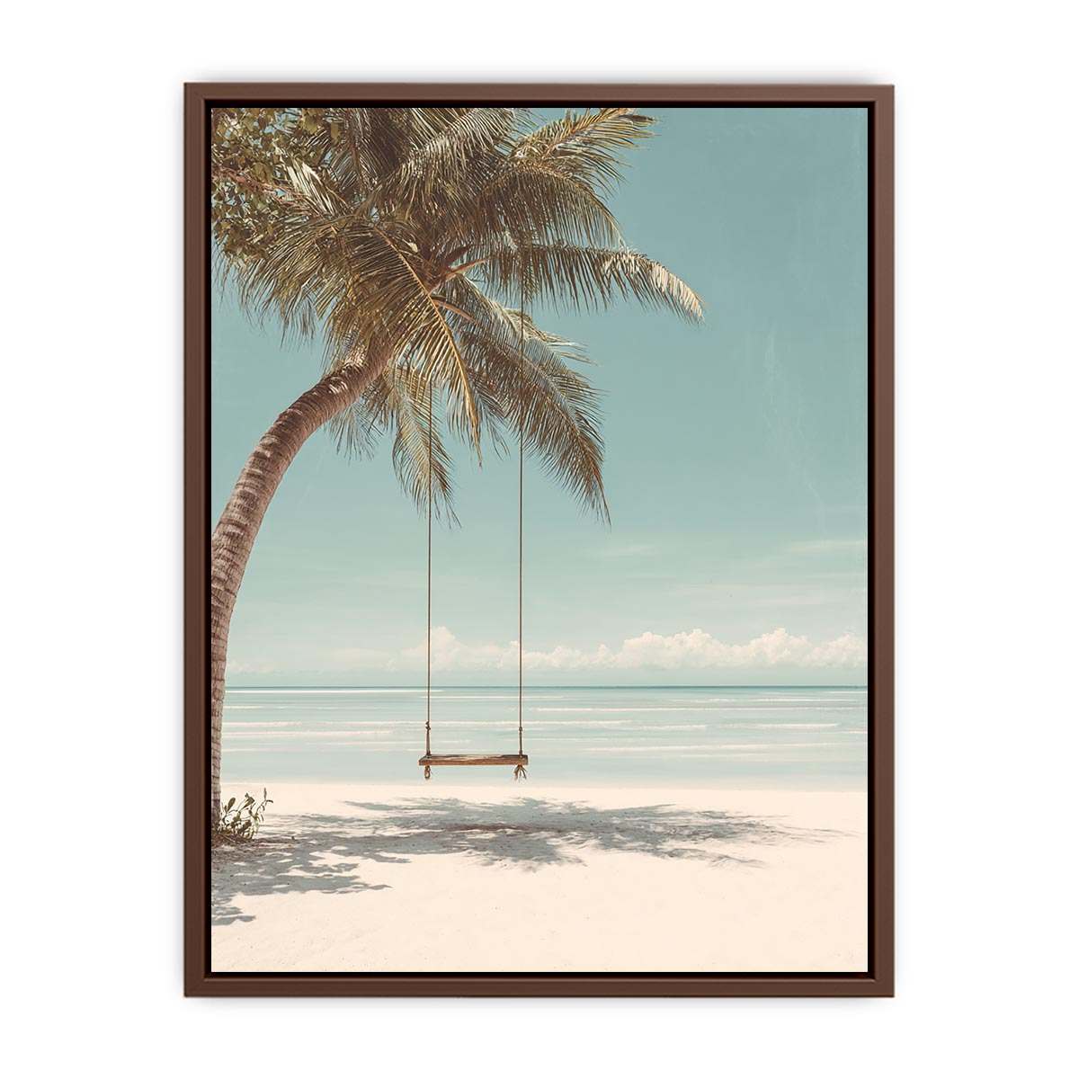 Palm Swing Serenity coastal artwork for modern living room decor