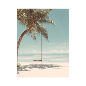Palm Swing Serenity coastal artwork for modern living room decor