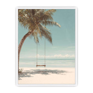 Palm Swing Serenity coastal artwork for modern living room decor