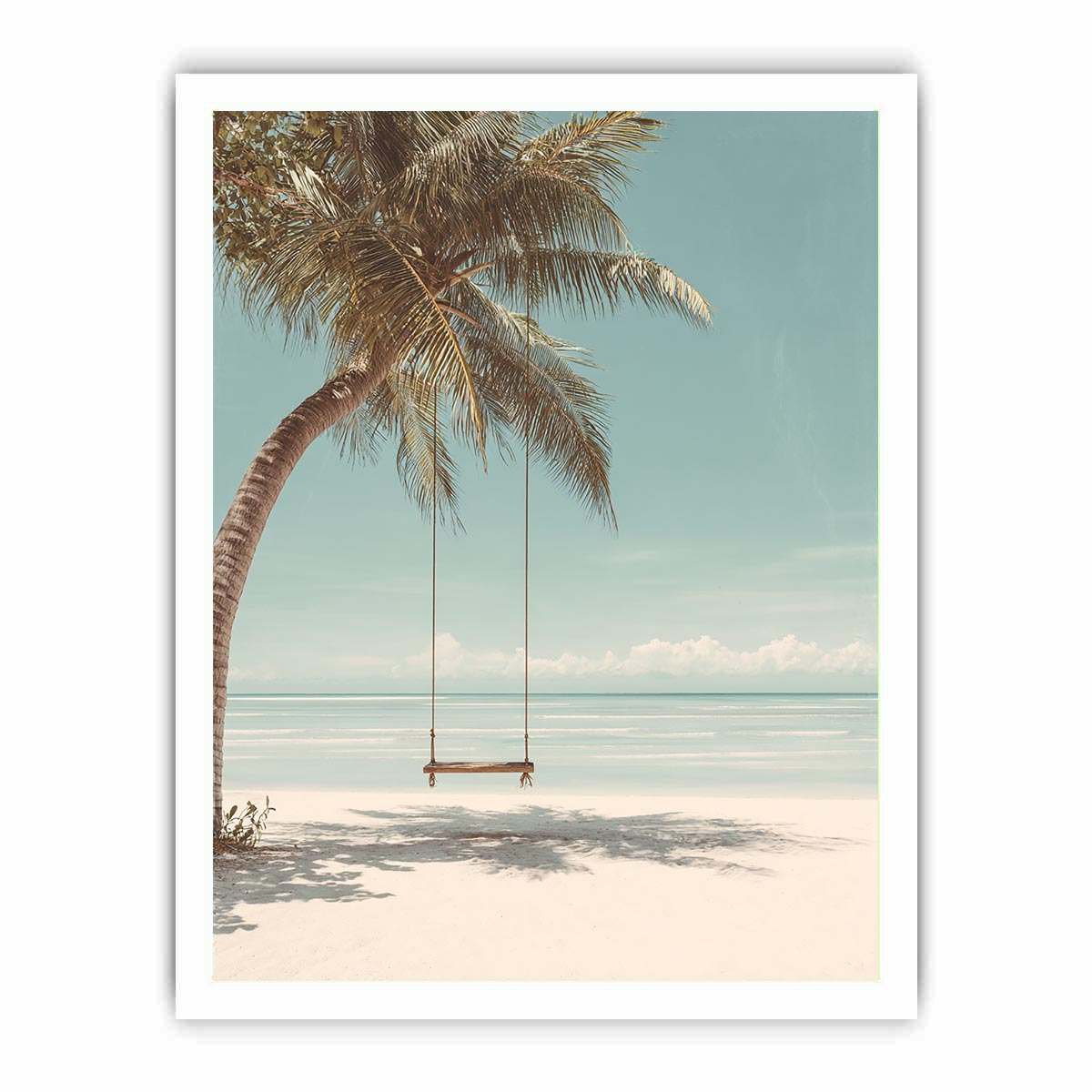 Palm Swing Serenity coastal artwork for modern living room decor