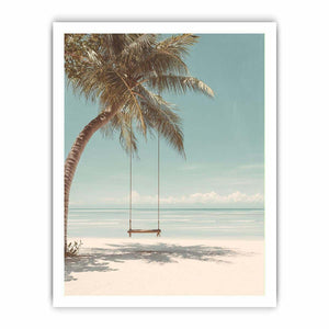 Palm Swing Serenity coastal artwork for modern living room decor