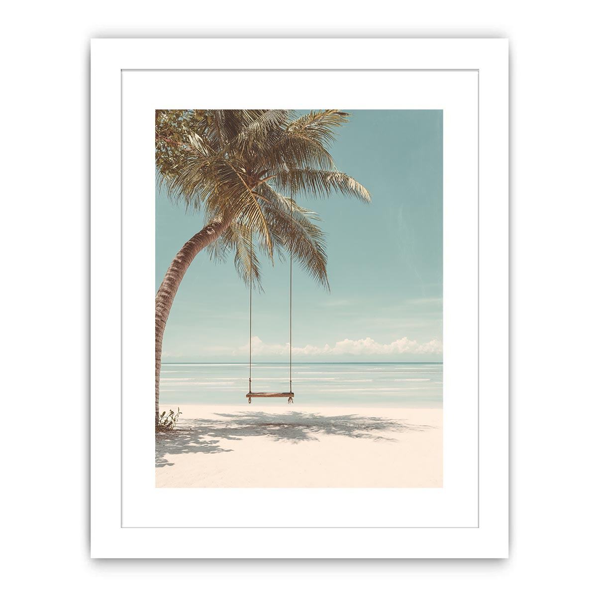 Palm Swing Serenity coastal artwork for modern living room decor
