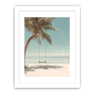 Palm Swing Serenity coastal artwork for modern living room decor