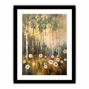 Daisy Woodland Glow premium canvas art for modern living room decor
