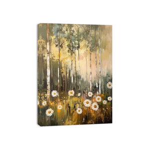 Daisy Woodland Glow premium canvas art for modern living room decor