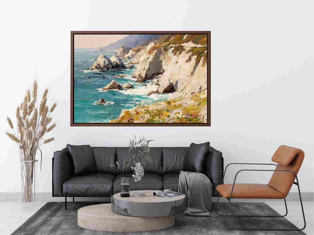 Coastal Cliff Harmony coastal artwork for modern living room decor