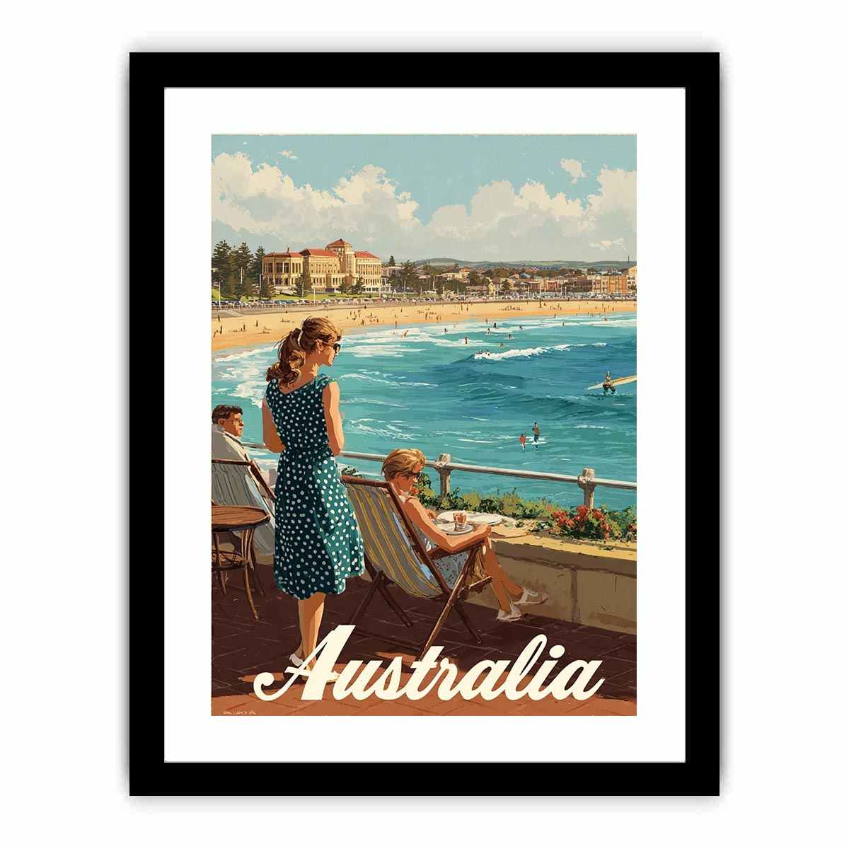 Seaside Promenade coastal artwork for modern living room decor