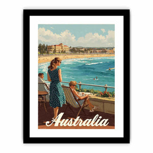 Seaside Promenade coastal artwork for modern living room decor