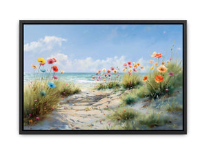Blooming Shore Path coastal artwork for modern living room decor