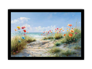 Blooming Shore Path coastal artwork for modern living room decor