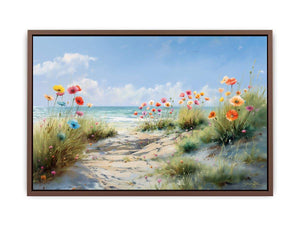 Blooming Shore Path coastal artwork for modern living room decor