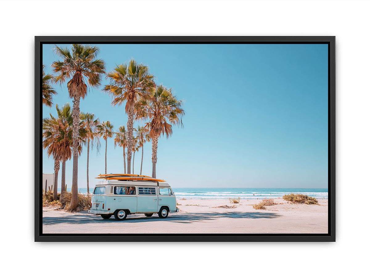 Retro Beach Voyager coastal artwork for modern living room decor