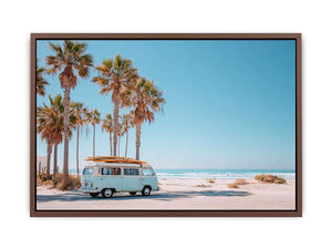 Retro Beach Voyager coastal artwork for modern living room decor