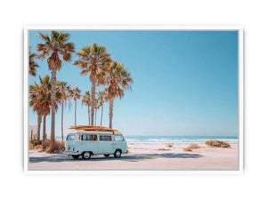 Retro Beach Voyager coastal artwork for modern living room decor