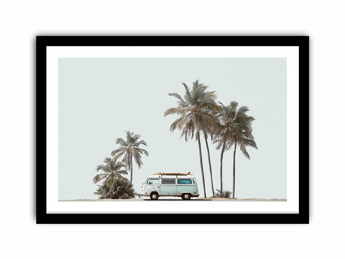 Minimal Palm Journey coastal artwork for modern living room decor