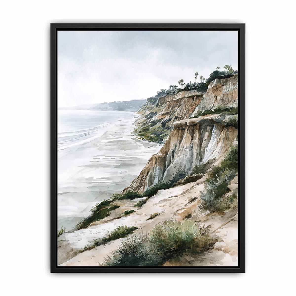 Misty Coastal Bluffs coastal artwork for modern living room decor