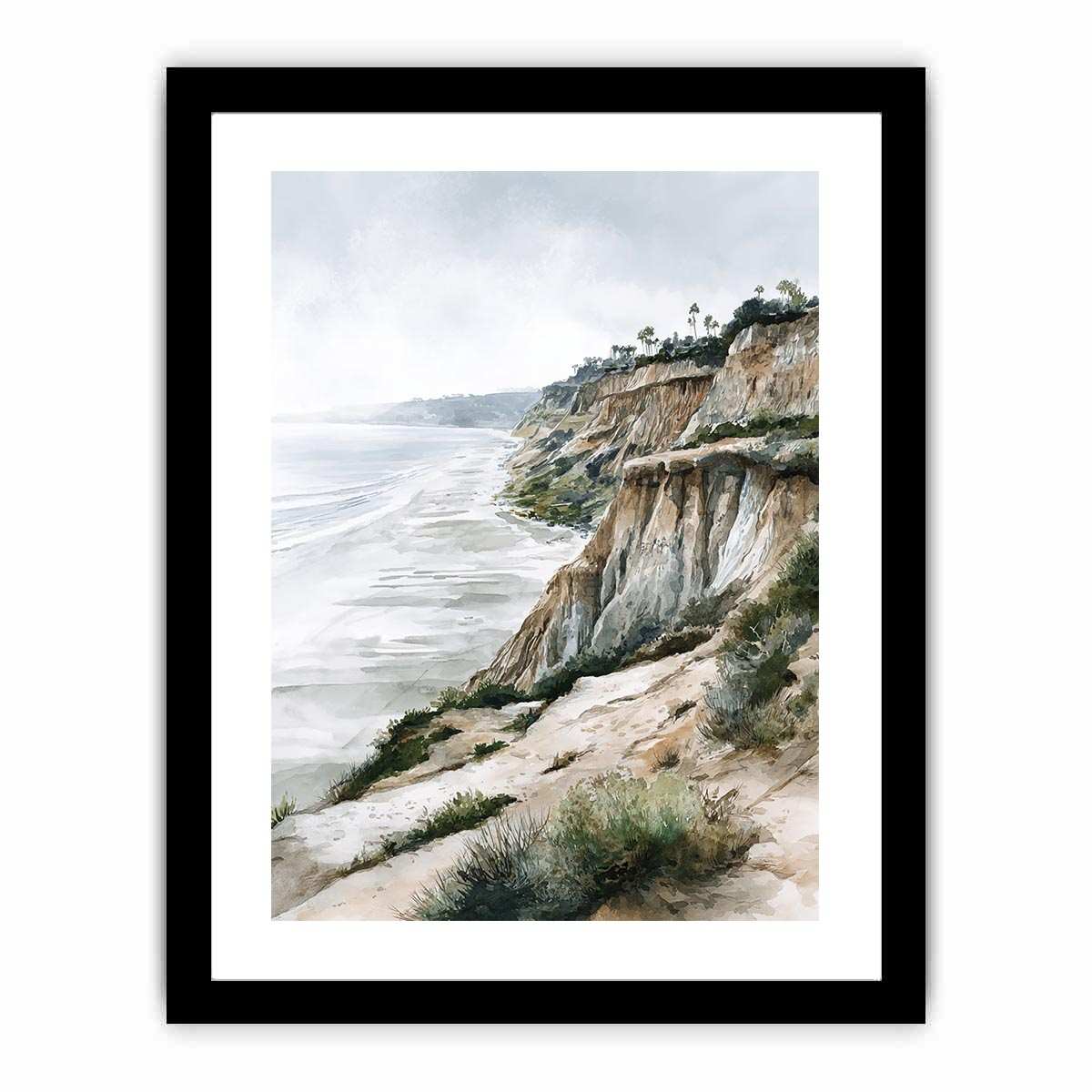 Misty Coastal Bluffs coastal artwork for modern living room decor