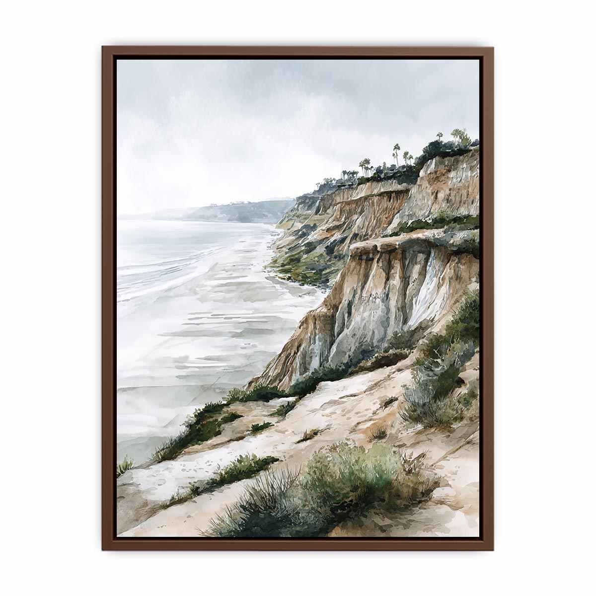 Misty Coastal Bluffs coastal artwork for modern living room decor