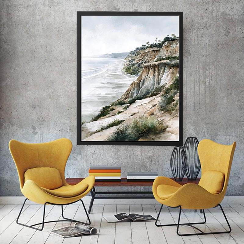 Misty Coastal Bluffs coastal artwork for modern living room decor