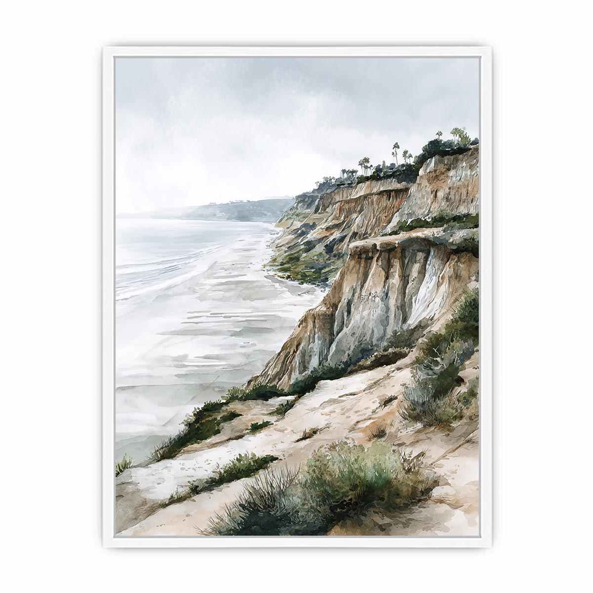 Misty Coastal Bluffs coastal artwork for modern living room decor