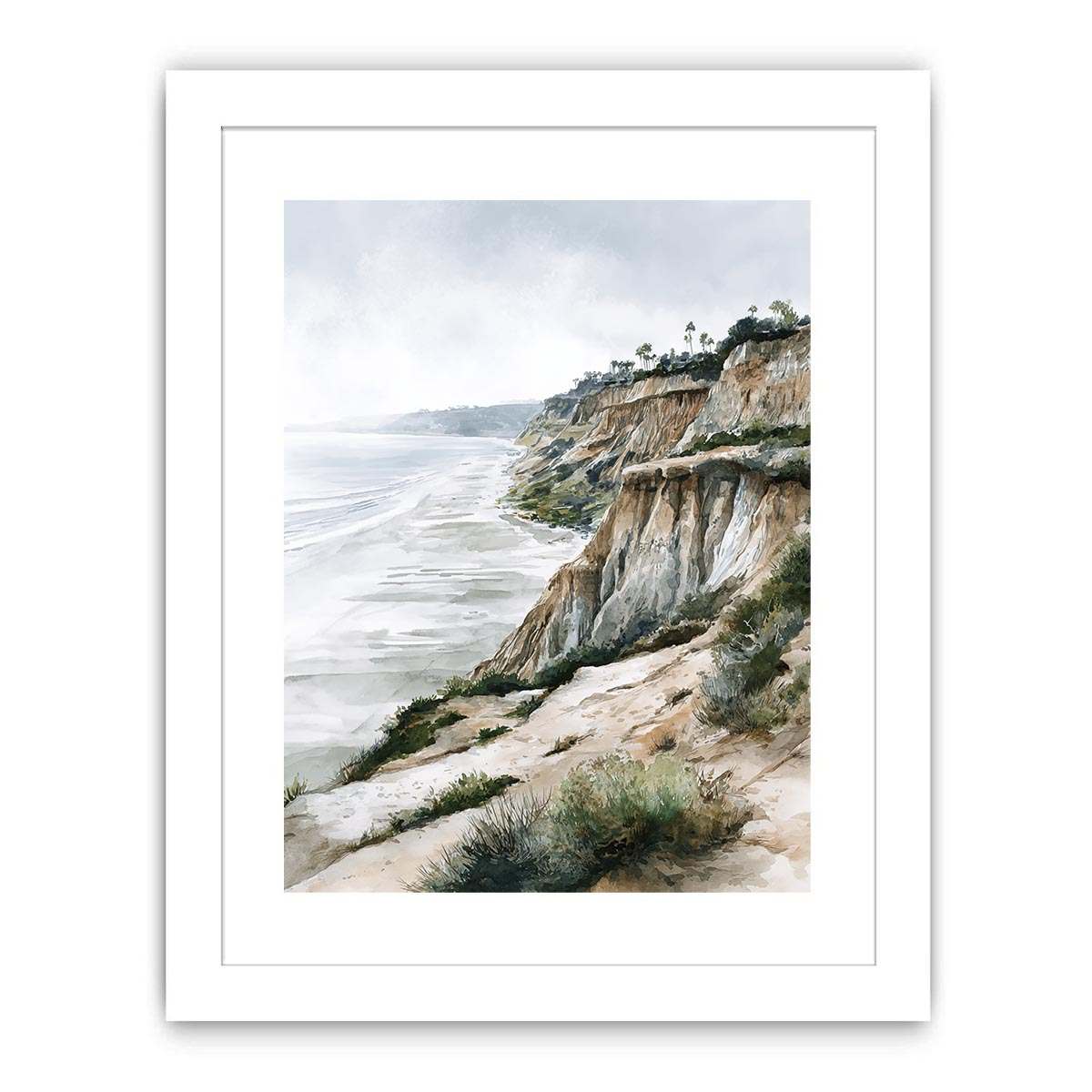Misty Coastal Bluffs coastal artwork for modern living room decor