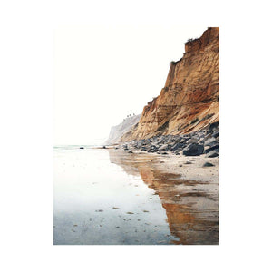 Golden Cliff Reflections coastal artwork for modern living room decor