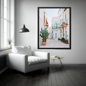 Mediterranean Mint Lane coastal artwork for modern living room decor