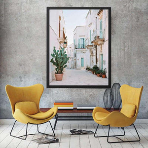 Mediterranean Mint Lane coastal artwork for modern living room decor