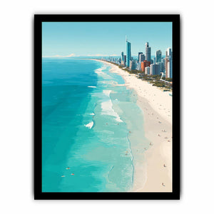 Turquoise coastline and skyline coastal photography for modern living room decor