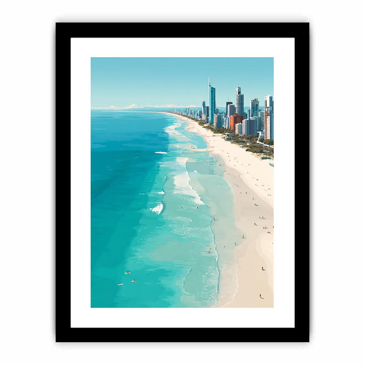 Turquoise coastline and skyline coastal photography for modern living room decor