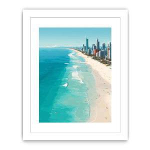 Turquoise coastline and skyline coastal photography for modern living room decor
