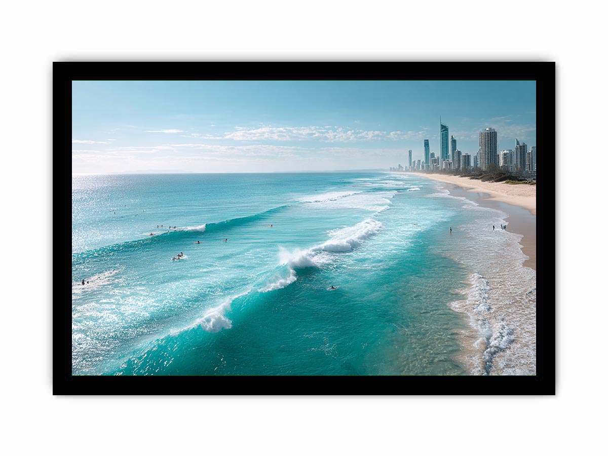 Ocean waves and coastal skyline photography for elegant beach house decor