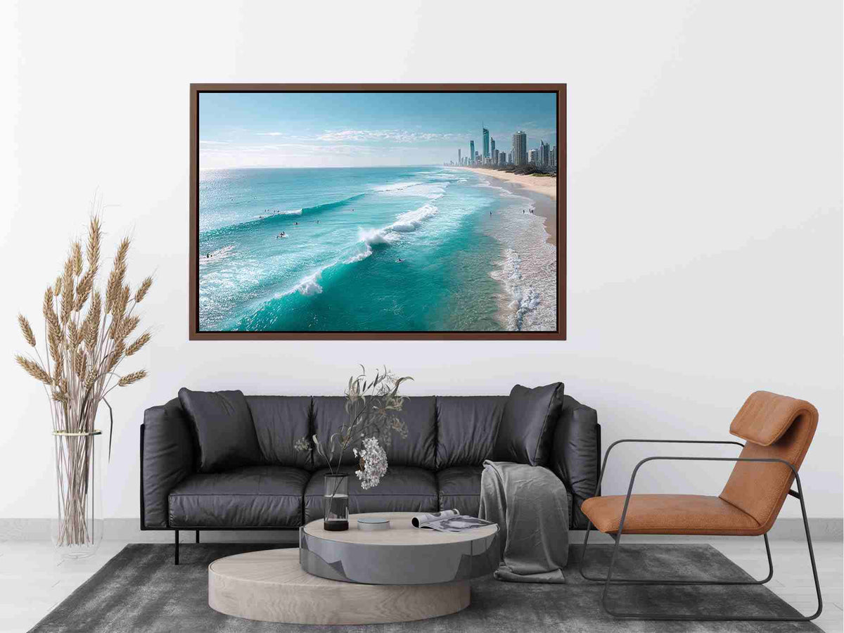 Ocean waves and coastal skyline photography for elegant beach house decor