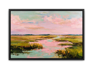 Pastel marsh landscape painting for serene bedroom and living room decor