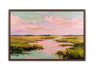 Pastel marsh landscape painting for serene bedroom and living room decor