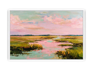 Pastel marsh landscape painting for serene bedroom and living room decor