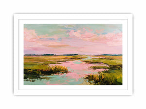 Pastel marsh landscape painting for serene bedroom and living room decor